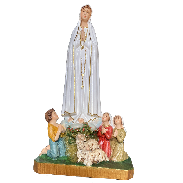 Virgen de Fátima 27 cm con pastores